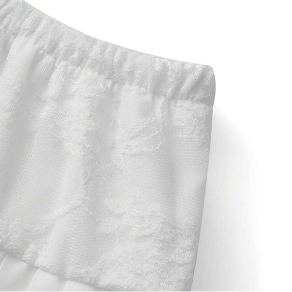 Lace-Trim Pleated Mini Skirt - White - Picture 6 of 8